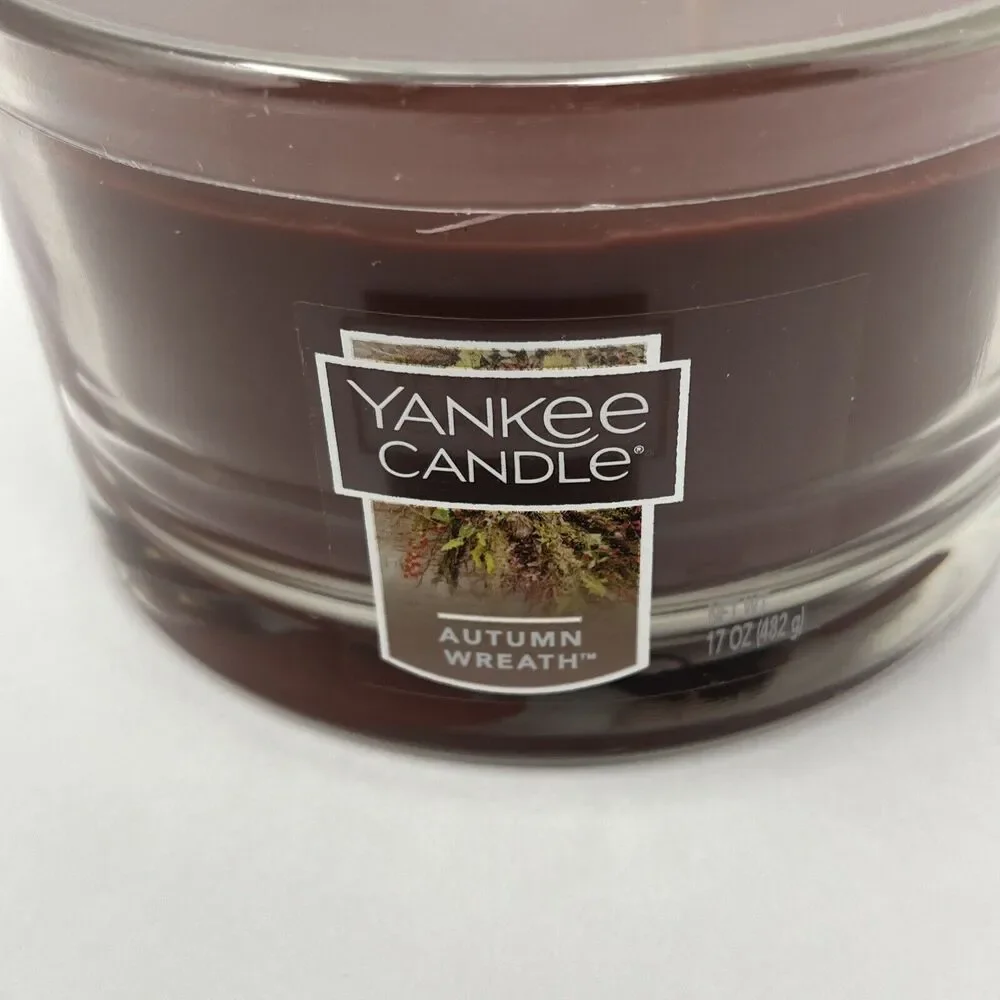 Yankee Candle Autumn Wreath‎ Scent Triple Wick Large 17 oz Glass Jar - Never Lit